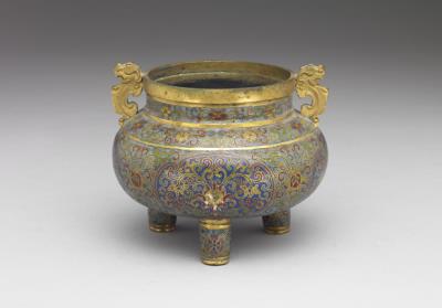 图片[2]-Copper incense burner with Indian lotus decoration in cloisonne enamels, Qing dynasty, Qianlong reign (1736-1795)-China Archive